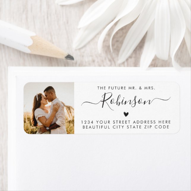 Chic Elegant Script Wedding Return Address Label (Insitu)