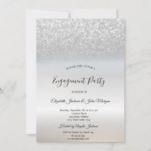 Chic Elegant Silber Glitter Bokeh Verlobung Einladung