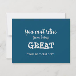 Chic Elegant Simple Navy Blue Happy Retirement Mitteilungskarte
