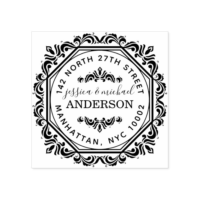 Chic Elegant Stilvolle Verheiratete Couple Rücksen Gummistempel (Prägung)