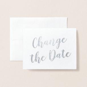 Chic Elegant verändern das Datum Hochzeit Silber Folienkarte