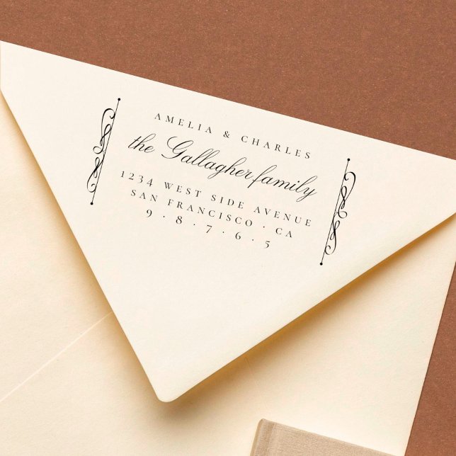 Chic Elegant Verzierte Script Wedding Rücksendeadr Gummistempel (Von Creator hochgeladen)
