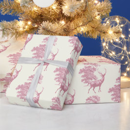 Chic Elegant Vintag rosa Hirsch im Wald Geschenkpapier