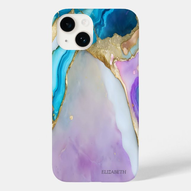 Chic Elegant Violet Blue Marble Case-Mate iPhone Hülle (Rückseite)