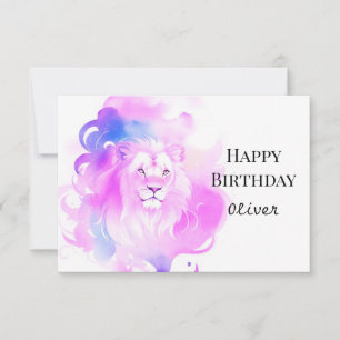 Chic Elegant Watercolor Löwe Geburtstag Karte
