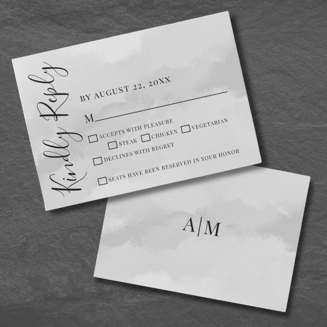 Chic Elegant Watercolor Wedding RSVP Response Card Karte (Chic Elegant Watercolor Wedding RSVP Response Card)