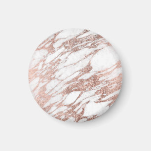 Chic Elegant White and Rose Gold Marmormuster Magnet
