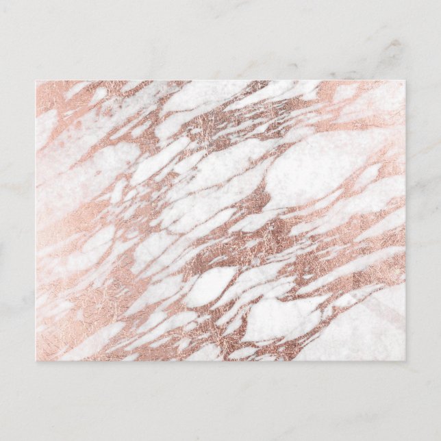 Chic Elegant White and Rose Gold Marmormuster Postkarte (Vorderseite)