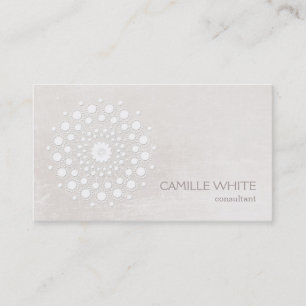 Chic Elegant White Circle Mandala Ivory Visitenkarte
