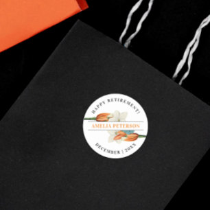 Chic Elegant White Orange Lily Retro Flora Runder Aufkleber