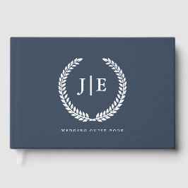 Chic Elegant Wreath Monogram Wedding Gästebuch
