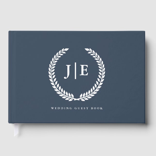 Chic Elegant Wreath Monogram Wedding Gästebuch (Vorderseite)