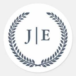 Chic Elegant Wreath Monogram Wedding Runder Aufkleber