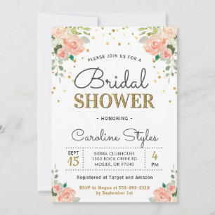 Chic Elegante Bloral Peony Bridal Paare Dusche Einladung