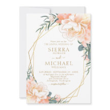 Chic Elegante Blush Gold Peach Black Floral Hochze