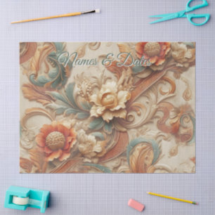 Chic,Elegante Creams & Leder Blume-Look Seidenpapier