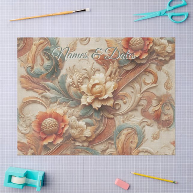 Chic,Elegante Creams & Leder Blume-Look Seidenpapier (Basteln)