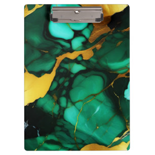 Chic Elegante dunkelgrüne, goldgelbe Imitate Marmo Klemmbrett