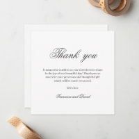 Chic elegante einfache Hochzeit danke Ihnen Karte