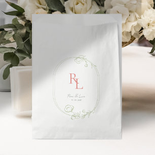 Chic & Elegante Floral Couple Initials bevorzugen  Geschenktütchen