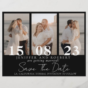 Chic Elegante Foto Collage Save the Date Karte Fly