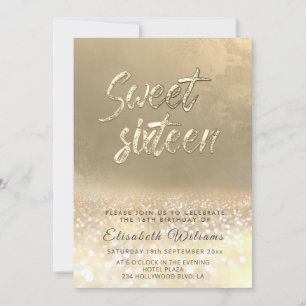 Chic elegante Glam Gold glittery ombre süß 16 Einladung