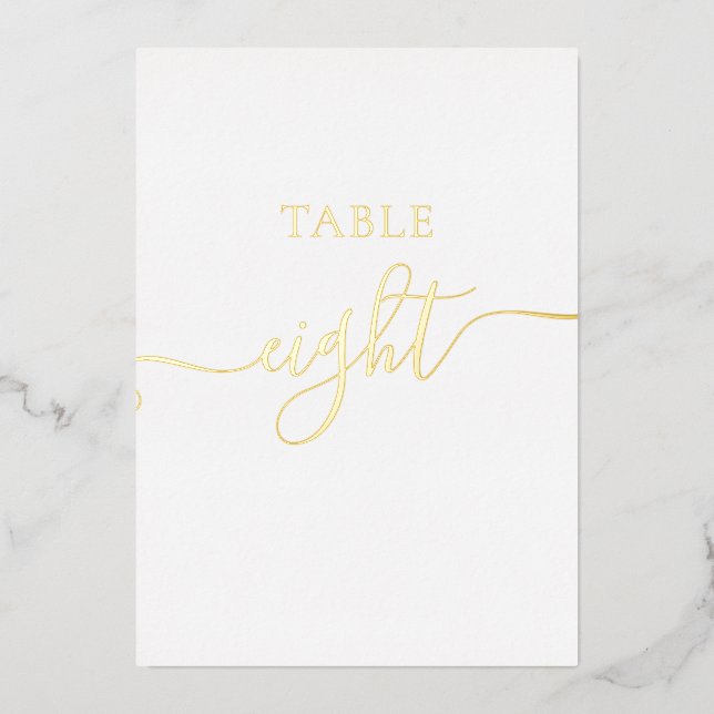 Chic elegante Gold Chart Hochzeit Tischnummer (Vorderseite)