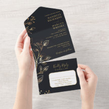 Chic Elegante Golden Floral Wedding