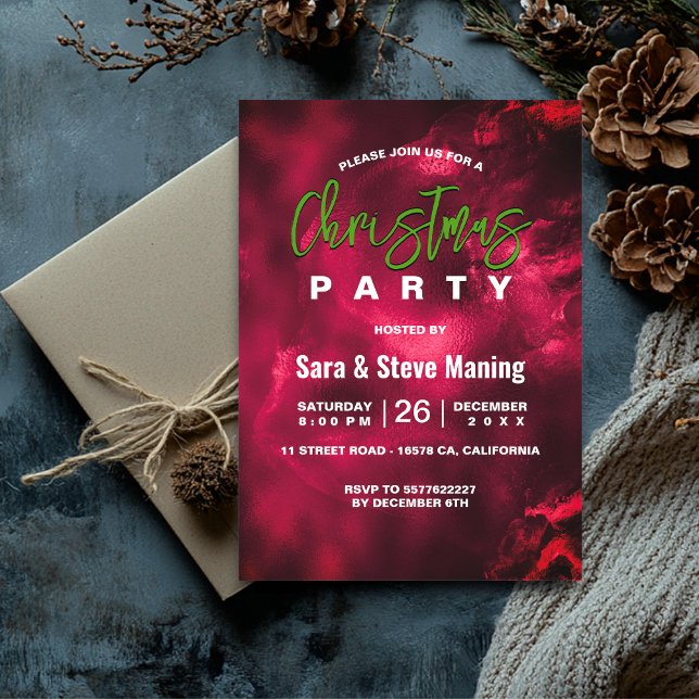 Chic elegante grüne Marmorkunst Weihnachten Einladung (Von Creator hochgeladen)