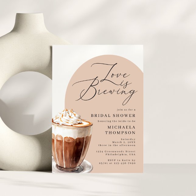 Chic Elegante Liebe ist Brewing Coffee Brautparty Einladung (Von Creator hochgeladen)