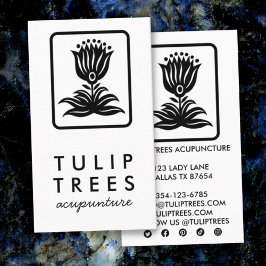 Chic Elegante Logo Stilisierte Tulip Wellness Heil Visitenkarte