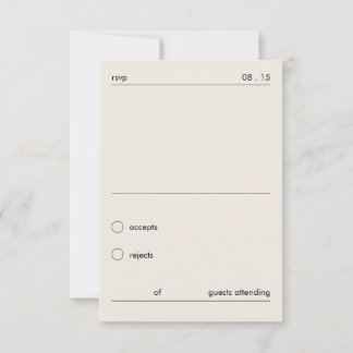 Chic-elegante minimalistische schwarze und elfenbe RSVP karte