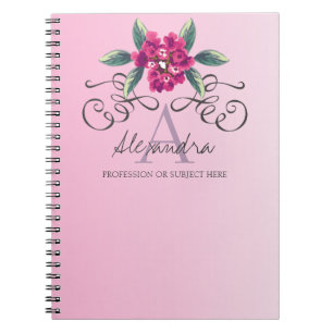 Chic Elegante Rose Floral Monogram Notizblock