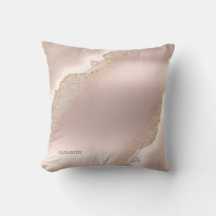 Chic Elegante Rose Gold Glitzer Marbella Kissen