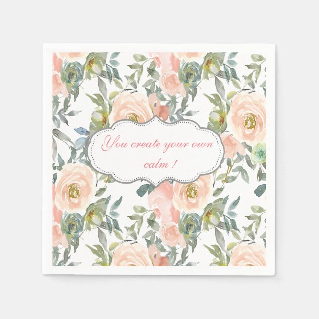 Chic Elegante Rose, Motivierend Botschaft Serviette (Vorderseite)