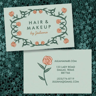 Chic Elegante Rose Rahmen floralrosa grün Visitenkarte