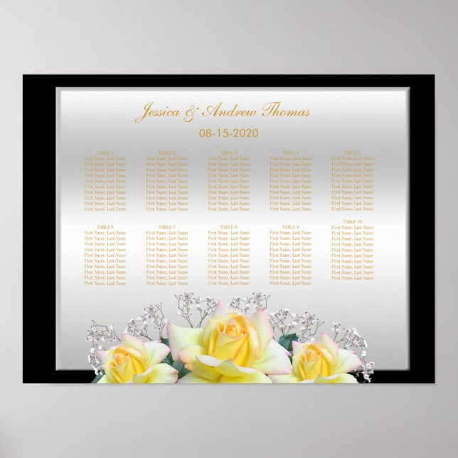 Chic Elegante Rose Silver Wedding Poster (Vorne)