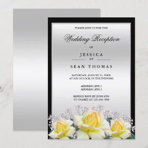 Chic Elegante Rose Silver Wedding Reception Einladung