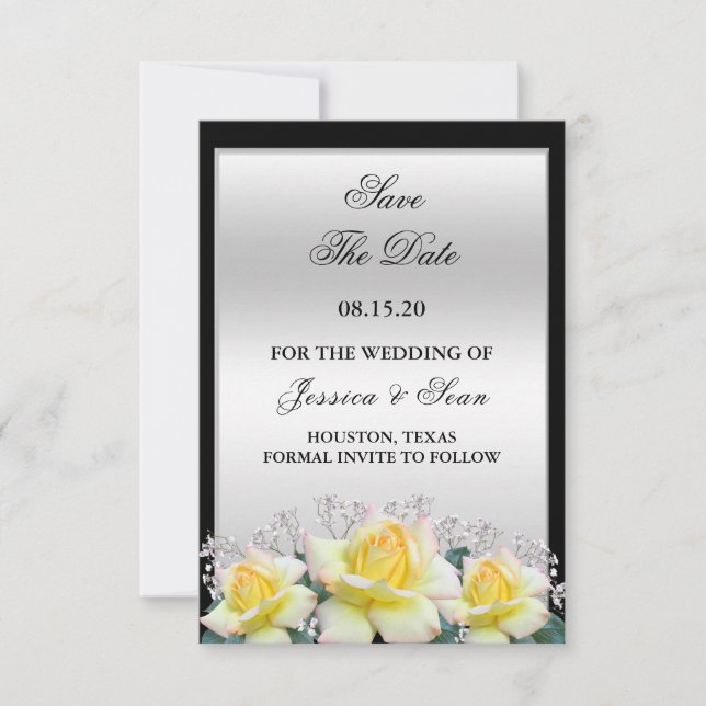 Chic Elegante Rose Silver Wedding Save The Date (Vorderseite)
