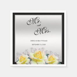Chic Elegante Rose Silver Wedding Serviette