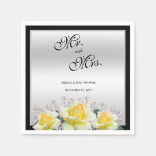 Chic Elegante Rose Silver Wedding Serviette