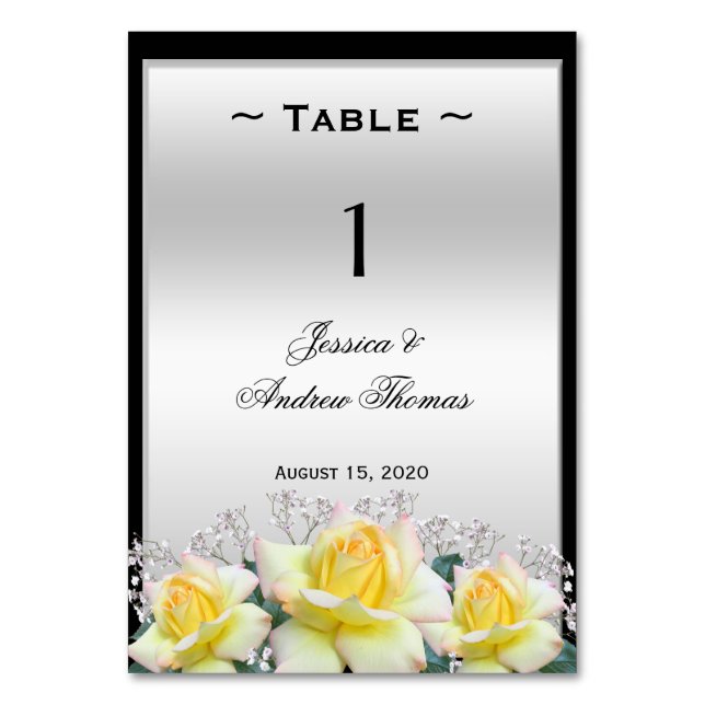 Chic Elegante Rose Silver Wedding Tischnummer (Vorderseite)