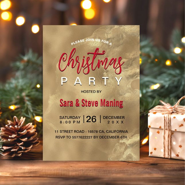 Chic elegante rote Marmorkunst Weihnachten Einladung (Von Creator hochgeladen)