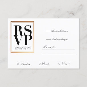Chic & Elegante UAWG   Goldrahmen-Akzent RSVP Karte