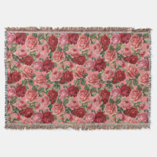 Chic Elegante Vintage Rosa Rote Rosen Floral Decke