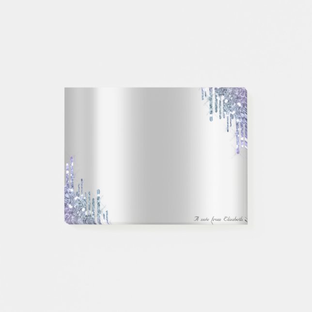 Chic Elegante Violet Glitzer Tropfen Post-it Klebezettel (Vorderseite)