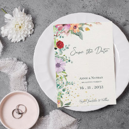 Chic Elegante Watercolor Wildblumen Blumenzehen Save The Date
