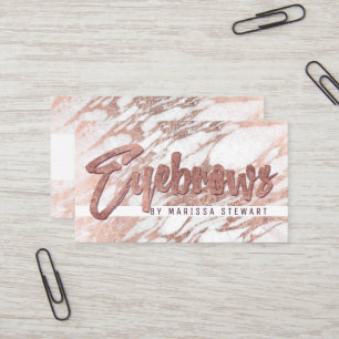 Chic-elegante weiße Rosen-Goldmarmor-Augenbrauen Visitenkarte