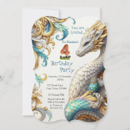 Chic Elegante Wirbel in Gold, Silver Playful Drago Einladung