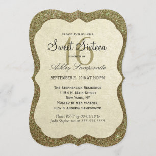 Chic-eleganter funkelnd Imitat-GoldGlitzer Einladung